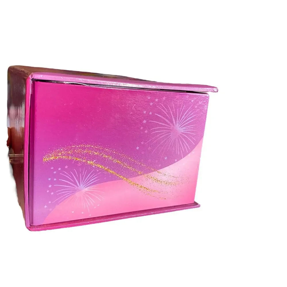 Pink Unicorn Rainbow Music Jewelry Box With Drawer Mirror Rhinestone Unicorn